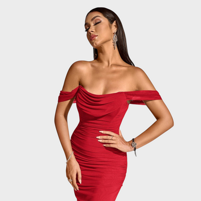 Joanna | Sukienka Bodycon z marszczeniami na ramiączkach