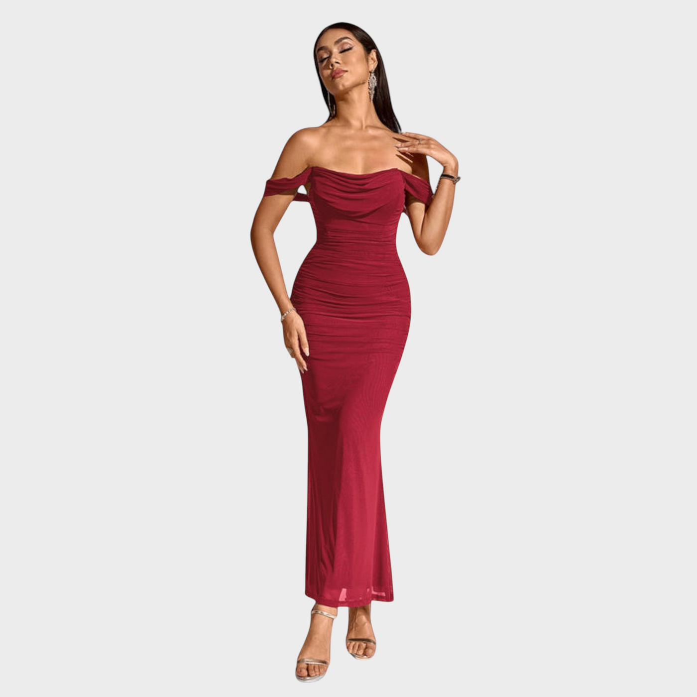 Joanna | Sukienka Bodycon z marszczeniami na ramiączkach