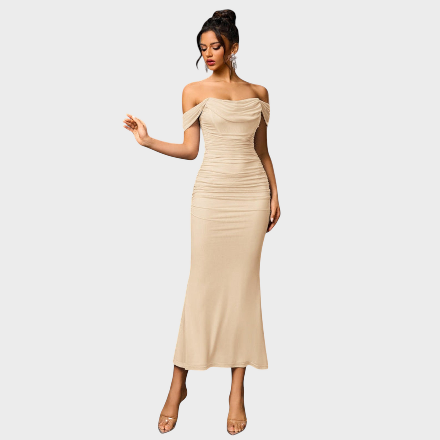 Joanna | Sukienka Bodycon z marszczeniami na ramiączkach