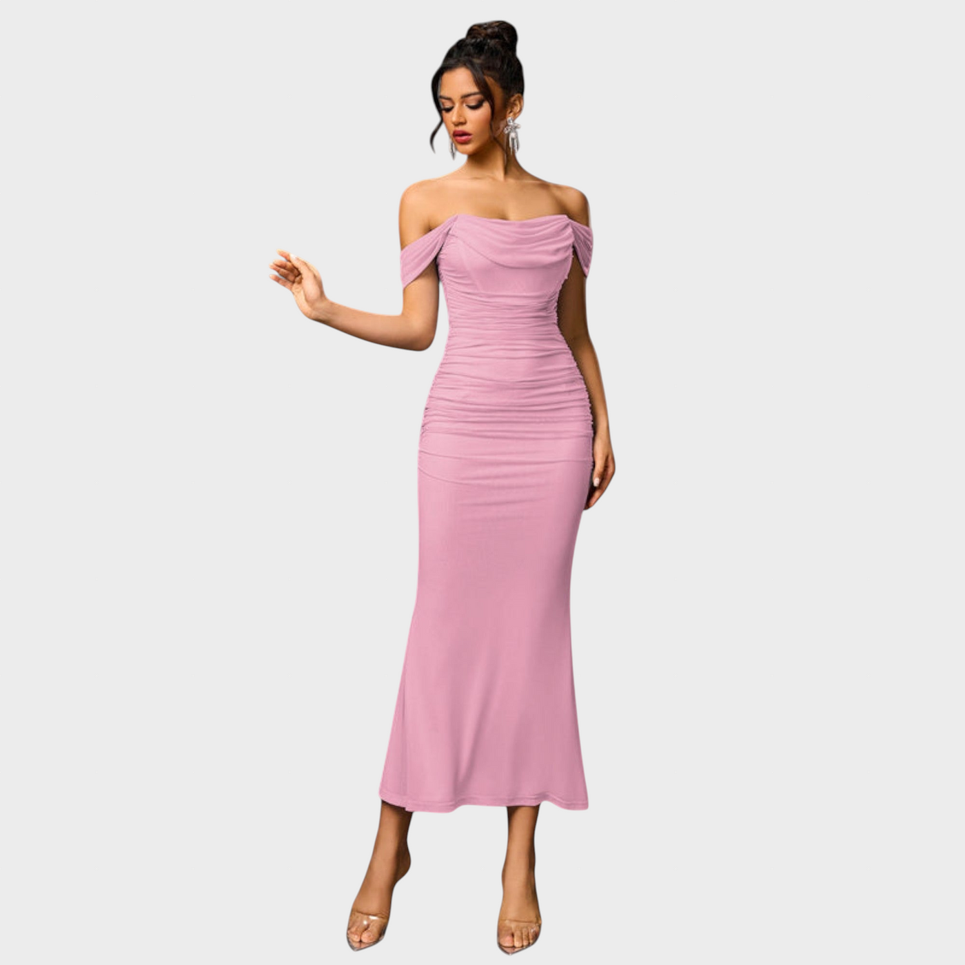 Joanna | Sukienka Bodycon z marszczeniami na ramiączkach